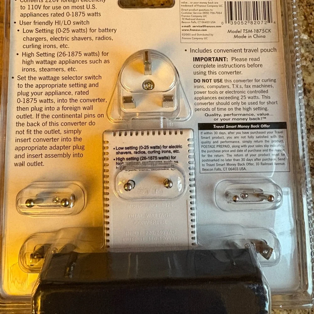 Travel Smart International Converter Set 1875 Watt 6 pc Set For overseas travel